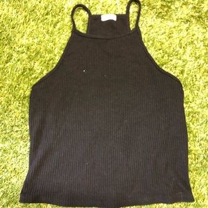 John Galt black ribbed tank top